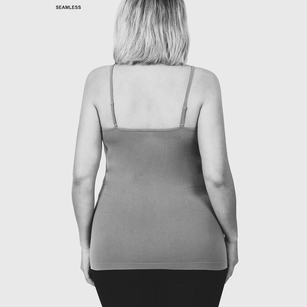 1X/2X Bone White Seamless Camisole with Adjustable Straps Plus Size Neutral - Picture 2 of 15